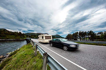 Image showing Family vacation travel, holiday trip in motorhome, caravan car m