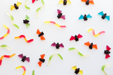 Image showing gummy worms and bet candies for halloween party