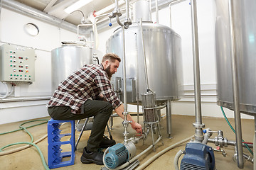 Image showing man working at craft beer brewery