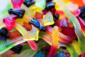 Image showing gummy worms and bet candies for halloween party