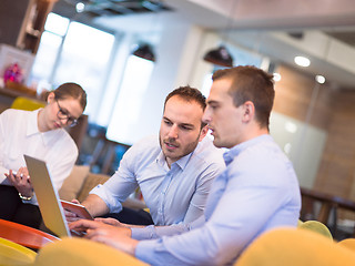 Image showing Startup Business Team At A Meeting at modern office building