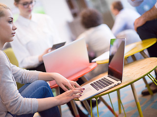 Image showing Startup Business Team At A Meeting at modern office building