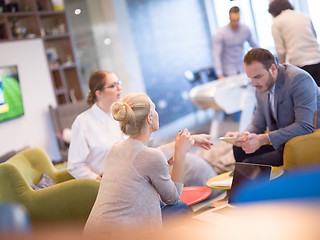 Image showing Startup Business Team At A Meeting at modern office building