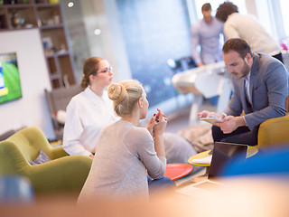 Image showing Startup Business Team At A Meeting at modern office building