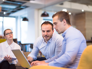 Image showing Startup Business Team At A Meeting at modern office building