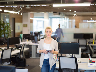 Image showing Business Woman Using Digital Tablet in front of startup Office