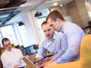 Image showing Startup Business Team At A Meeting at modern office building