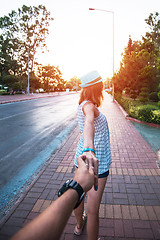 Image showing Girl holding a hand man on the street