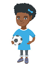 Image showing Little african girl holding a football ball.