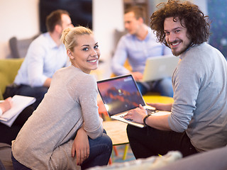 Image showing Startup Business Team At A Meeting at modern office building