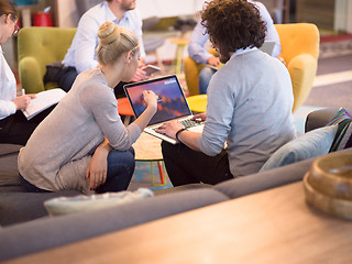 Image showing Startup Business Team At A Meeting at modern office building