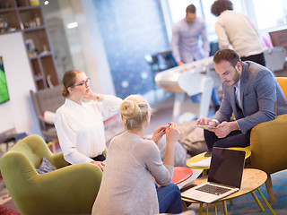 Image showing Startup Business Team At A Meeting at modern office building