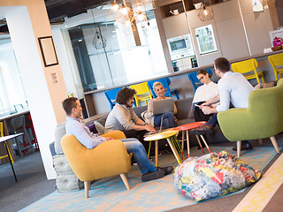 Image showing Startup Business Team At A Meeting at modern office building