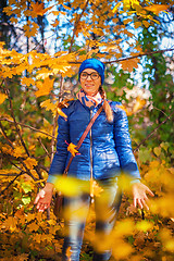 Image showing Beauty woman at autumn park