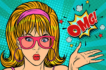 Image showing Surprise OMG pop art woman