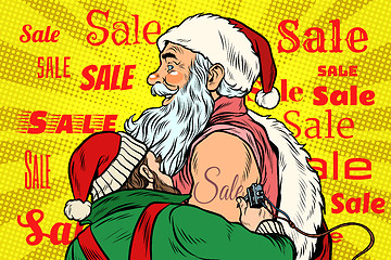 Image showing Sale, elf makes Santa Claus tattoo