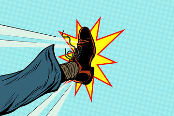 Image showing businessman kicking, pop art foot