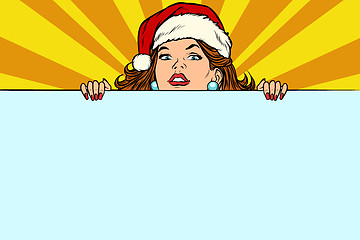 Image showing Santa girl with copy space poster