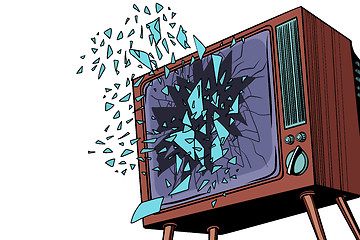 Image showing TV explodes, broken screen