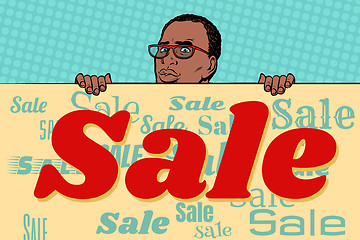 Image showing African businessman sale poster background