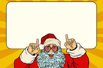 Image showing Santa Claus points to the white background
