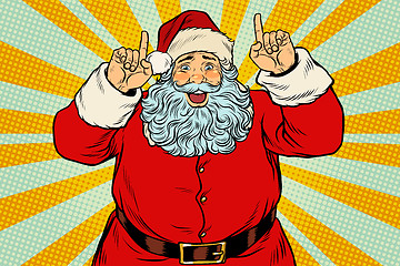 Image showing Santa Claus pointing finger up