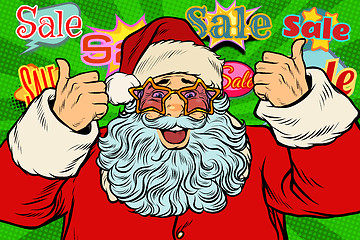 Image showing sale background Santa Claus in the star glasses