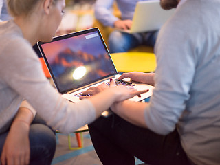 Image showing Startup Business Team At A Meeting at modern office building