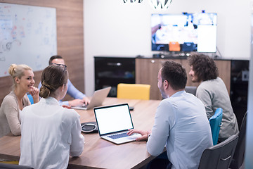 Image showing Startup Business Team At A Meeting at modern office building