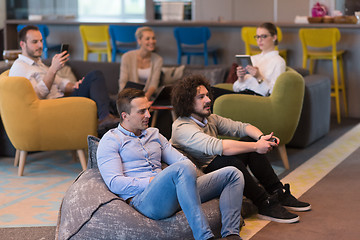 Image showing startup Office Workers Playing computer games