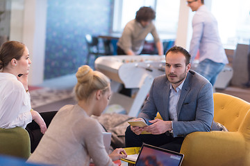 Image showing Startup Business Team At A Meeting at modern office building