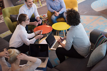 Image showing Startup Business Team At A Meeting at modern office building