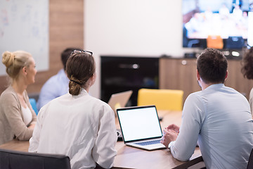 Image showing Startup Business Team At A Meeting at modern office building