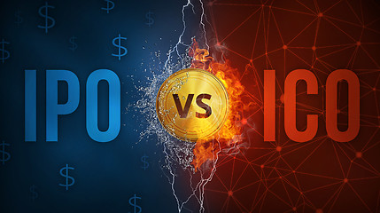 Image showing ICO vs IPO technology futuristic banner.