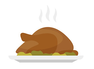 Image showing Roasted Christmas or Thanksgiving turkey on a tray