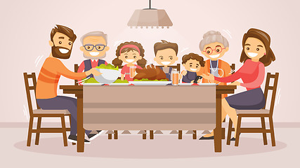 Image showing Family celebrating Thanksgiving Holiday card.