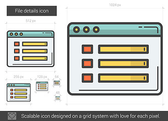 Image showing File details line icon.