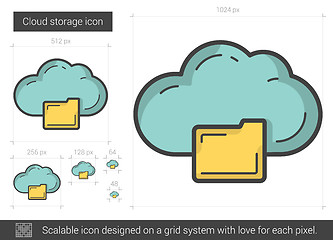 Image showing Cloud storage line icon.