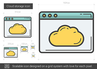 Image showing Cloud storage line icon.