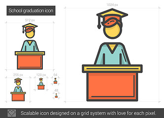 Image showing School graduation line icon.