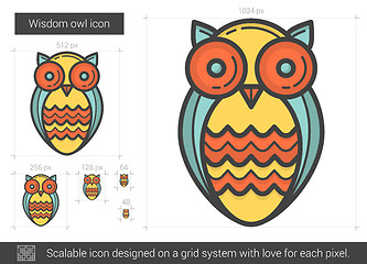 Image showing Wisdom owl line icon.