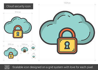 Image showing Cloud security line icon.