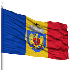 Image showing Bucharest City Flag on Flagpole