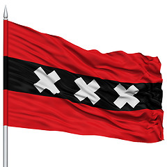 Image showing Amsterdam City Flag on Flagpole