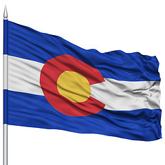 Image showing Isolated Colorado Flag on Flagpole, USA state