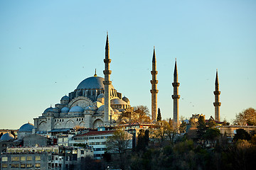 Image showing The Suleymaniye Mosque is an Ottoman imperial mosque in Istanbul, Turkey. It is the largest mosque in the city.