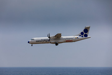 Image showing ARECIFE, SPAIN - APRIL, 16 2017: ATR 72 of canariafly.es with th