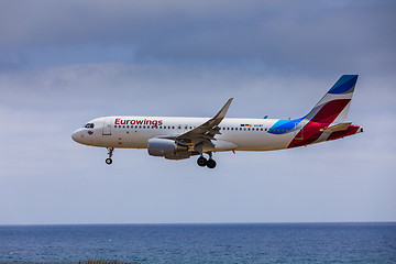 Image showing ARECIFE, SPAIN - APRIL, 15 2017: AirBus A320 - 200 of Eurowings 