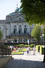 Image showing BERGEN, NORWAY - MAY 27, 2017: The inhabitants of Bergen enjoy t