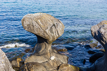 Image showing Kannesteinen is a special shaped stone located on the shore of O